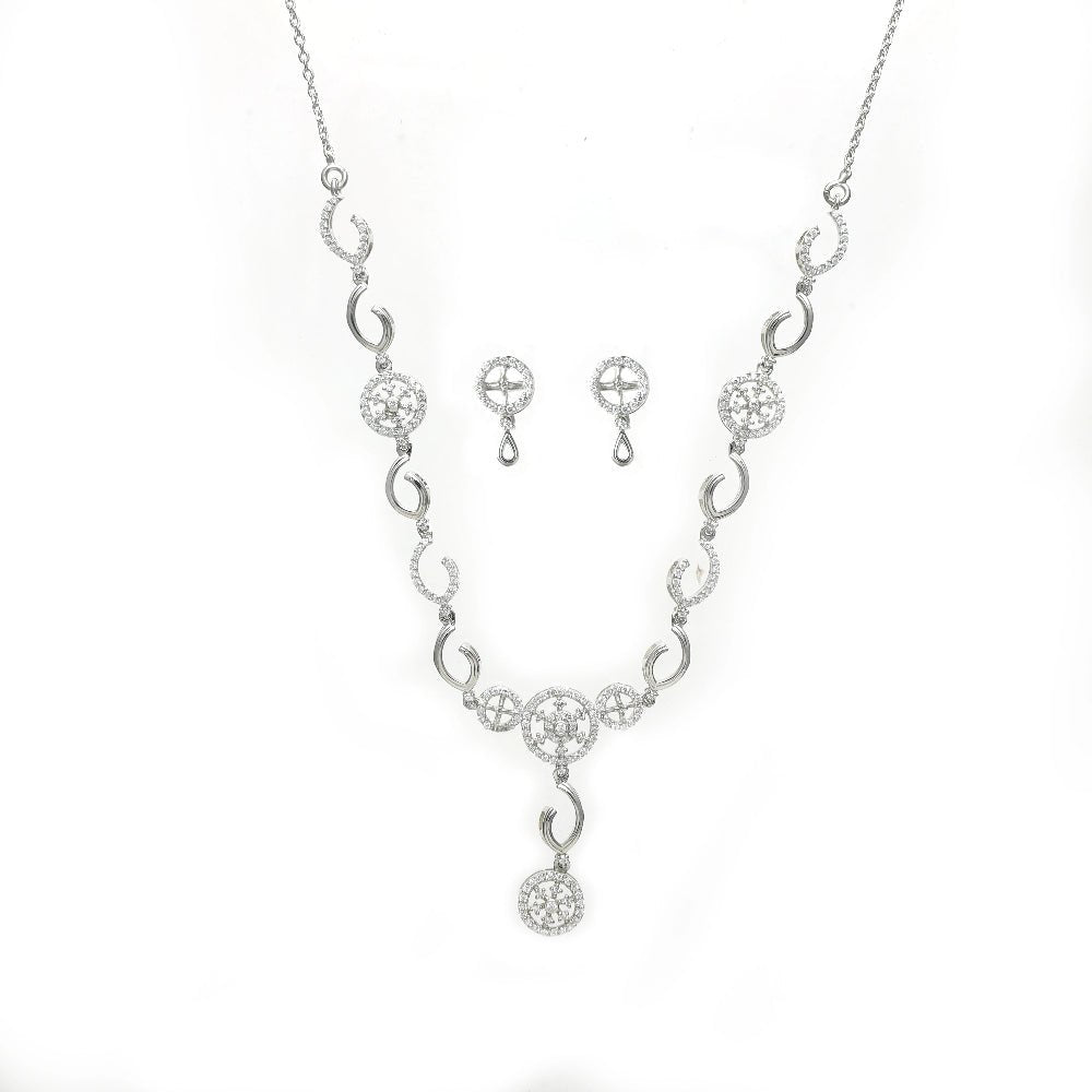 925 Silver Sparkle Necklace Set - 925 sterling silver necklace by Tassya Silver