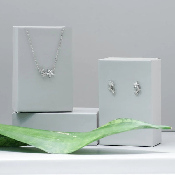 925 Silver Sparkling Floral Bloom Chain Pendant Top