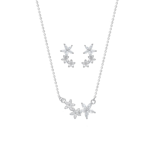 925 Silver Sparkling Floral Bloom Chain Pendant Top