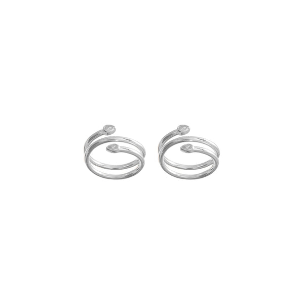 925 Silver Spiral Shine Toe Rings (Pack of 2)
