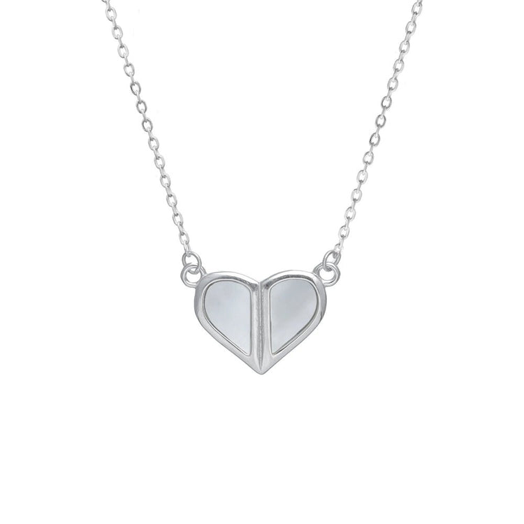 925 Silver Split Heart Chain Pendant - 925 sterling silver pendant by Tassya Silver