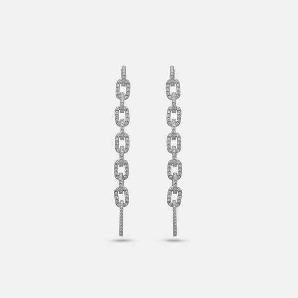 925 Silver Stellar Link Drop Hoop Earrings