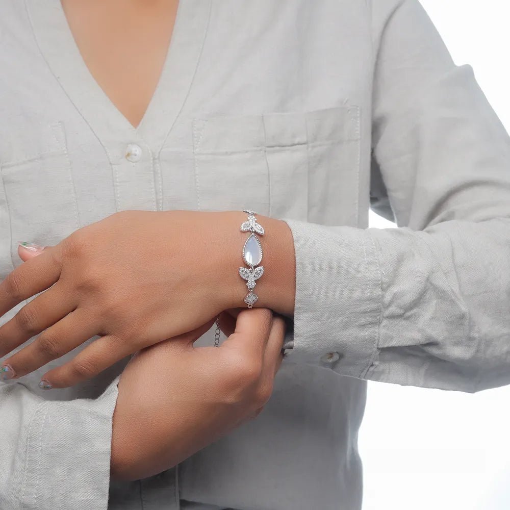 925 Silver Teardrop Sparkle Bracelet - 925 sterling silver bracelet by Tassya Silver