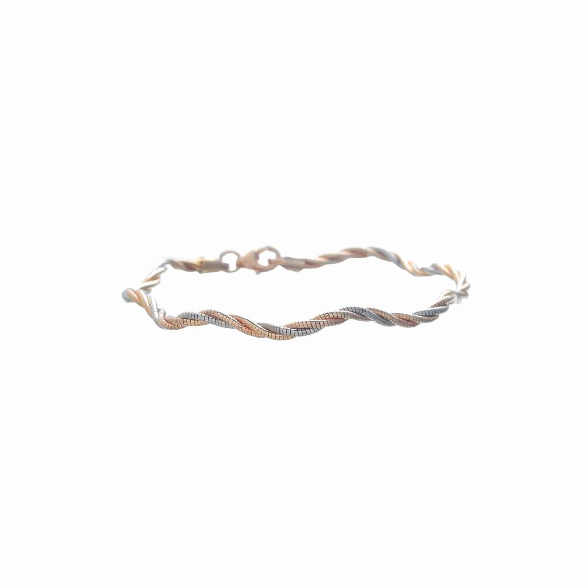 925 Silver Tricolor Twisted Elegance Kada - 925 sterling silver bracelet by Tassya Silver