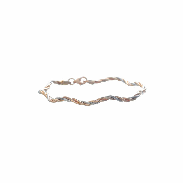 925 Silver Tricolor Twisted Elegance Kada - 925 sterling silver bracelet by Tassya Silver