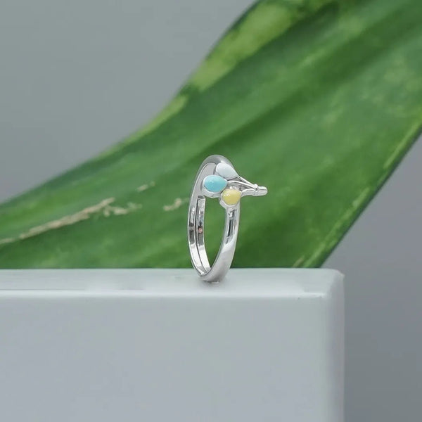 925 Silver Trio Color Drop Ring