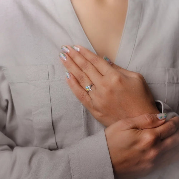 925 Silver Trio Color Drop Ring