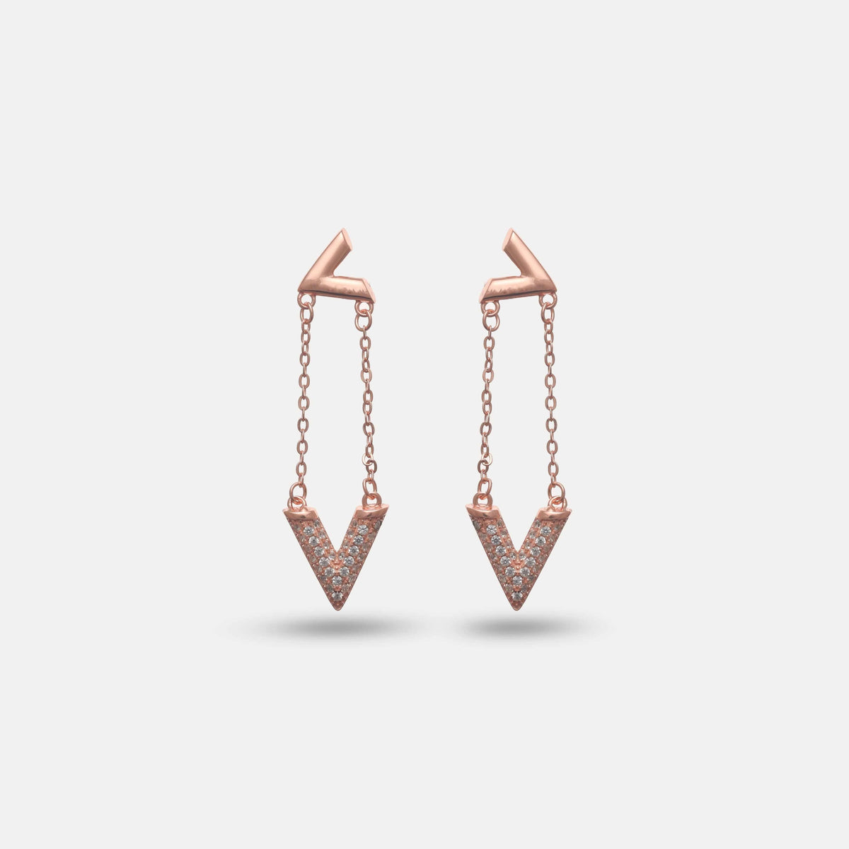 925 Silver Verve V Drop Earrings - 925 sterling silver earrings by Tassya Silver