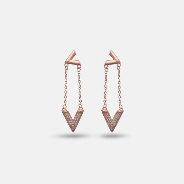 925 Silver Verve V Drop Earrings