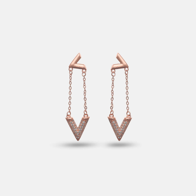 925 Silver Verve V Drop Earrings - 925 sterling silver earrings by Tassya Silver